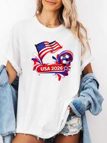 Com Fort Colors WORLD CUP 2026 USA Flag Football Shirt Hosted Countries Flags Design World Cup Soccer Sweatshirt Gift For - 白色 - 查看 1