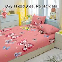 1件蝴蝶印花透气床笠，柔软舒适的床垫罩，适用于卧室、客房和宿舍，床垫保护套，床上用品套装（不含枕套）