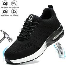 2026 Anti Smashing Safety Shoes - Indestructible Working Sneakers Lightweight Lace Up Steel Toe Black Sneakers,Lightweight Comfortable Industrial & Construction Black Safety Footwear Outdoor Sport,Lightweight BreathableIndustrial Construction Shoes,Puncture-Proof & Smash-Resistant Design Comfortable Work Safety Shoes ,Construction Industrial Work Safety Sneakers,Low-Top Work Sneakers For All-Season Casual & Professional Use,Ork Shoes For Men Women Suitable For All Kinds Of Industries For Example, Industrial, Outdoor Working, Warehousing, Distribution, Machinery, Metallurgy, Construction, Chemical, Mining, Electric Power And Other Industries. Also Meet The Needs Of Daily Wear(Women Please Order 1.5 Size Smaller) - Black and White - View 2