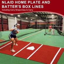 Baseball And Softball Hitting Mat For Batting Stance Practice - 3.8 X 9.8 Ft For Baseball Softball Training Indoor And Outdoor - 紅色 - 查看 8