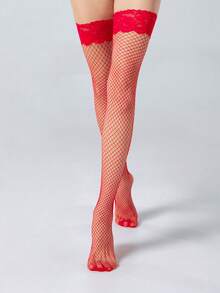 1 par de calcetines de red de moda y sexy de encaje para mujer - Multicolor - Ver 11