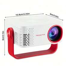 MOMAN M60 [2025 New] 1080P Full HD Portable Home Projector, Lightweight & Compact, Supports Wireless Phone Mirroring, WiFi Smart, Suitable For Bedroom, Living Room, Dorm - Red and White - View 3