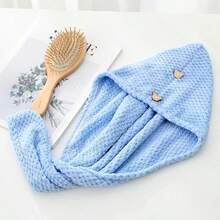 Microfiber Hair Towel Extra Large Wrap Quick Dry Hair Towel Wrap With Elastic Band , Ultra Absorbent Soft Hair Towel Wrap Turban - 藍色 - 查看 2