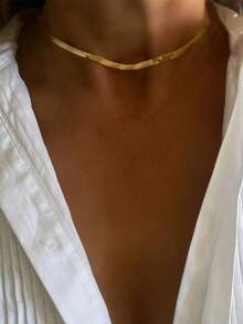 1条A-Z 26字母项链，彩色钻石椭圆扣链，配金色珠子，不锈钢链，独特优雅风格 - 金黃色 - 查看 3