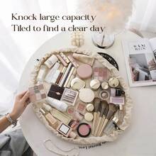 Customized Makeup Bag, Customized Text, Large Capacity, Portable, Travel Organizer Bag, Drawstring Toiletry Handbag, Toiletry Organizer, Travel Bag, Customized Makeup Bag - Multicolor - View 2