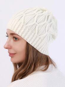 1pc Unisex Single Layer Cable Knit Beanie Hat, Warm & Fashionable Ear Protection, Suitable For Daily Outings, Skiing, Autumn/Winter
