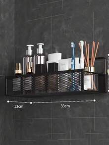 No Drill Bathroom Wall Mounted Storage Rack, Washroom Toilet Shower Hanging Hook Bathroom Organizer - Black - View 10