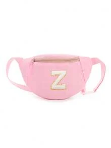 1pc DIY Girls Letter Print Crossbody Bag, Cute Shoulder Bag, Messenger Bag, Fanny Pack, Suitable For Daily Use, Outdoor, Travel, Hiking, Portable, Ideal Gift For Girls