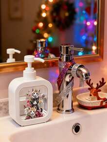 Cute Black Cat & Floral Soap Dispenser - Refillable Pump Bottle, Compact & Elegant, Suitable For Kitchen/Bathroom, Can Hold Dish Soap, Hand Wash, Lotion Etc. - Ideal Housewarming Gift For Cat Lovers, Spring Decor - Durable Plastic Material, Bathroom Accessory, Fun Design, Easy Pump, Home Decor - Multicolor - View 2