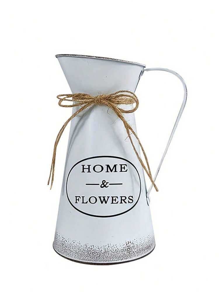 Macetas y jarrones de hierro forjado retro con asas, jarrones decorativos para flores con cuerdas de cáñamo, adornos de escritorio para el hogar, mesas de comedor y sala de estar, decoración de estilo campestre suave, contenedores para arreglos florales, adecuados para diversos estilos de arte floral - cafetera - Añade 12