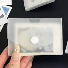 1pc Matte Desktop Card Sticker Storage Box, Rounded Corners Transparent Cover, Can Be Placed Horizontally Or Vertically, Minimalist & Practical Office Organizer, Card Storage Box - Frosted Transparent - View 7