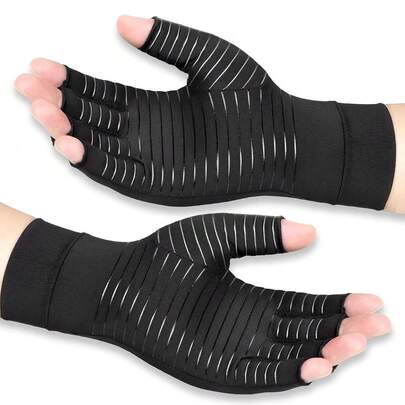 1 par de guantes de compresión de media mano unisex para entrenamiento, con soporte para la muñeca, antideslizantes y transpirables