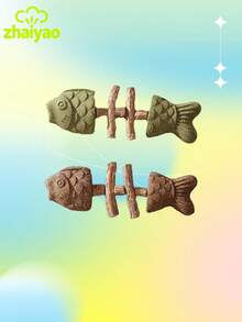 猫咪洁齿棒，天然鱼骨形状磨牙玩具，含猫薄荷，猫咪牙齿护理工具 - 彩色 - 查看 11