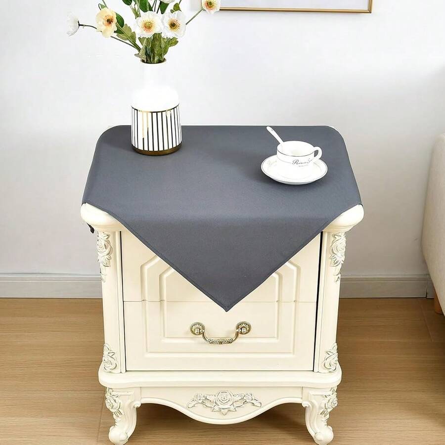Mantel de mesa cuadrado pequeño de 24x24 pulgadas, lavable de poliéster, mantel de mesa lateral sólido gris de alta resistencia, cubierta de mesa auxiliar para comedor, hogar y fiestas - Gris, 24 pulgadas x 24 pulgadas, cuadrado - Ver 1
