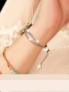 Women's Rose Gold And Gold Slim Bands, Compatible With Apple Watch 38/40/41/42/44/45/46/49 Mm. Designer Sparkling Rhinestone And Stylish Adjustable Metal Bracelet Band For Women, Perfect For Adding A Touch Of Glamour As A Holiday Or Birthday Gift. Compatible With Apple Watch Series 11/10/9/8/7/6/5/4/3/2/1/SE/Ultra. - 38/40/41mm & 42mm (S10/11) - View 8