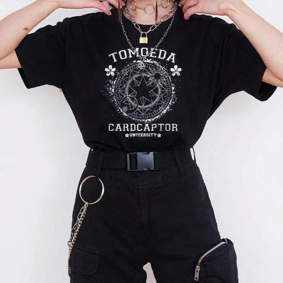 University Anime Shirt - Tshirt - Black - View 1
