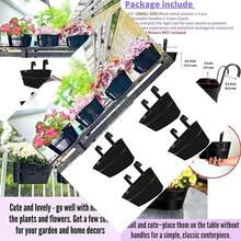 Balcony and exterior railing flower pots, small and cute hanging iron flower pots for metal fences, terrace railings, ideal for adding charm to outdoor spaces - Negro - - Ver 1