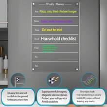 1 Set Acrylic Magnetic Fridge Calendar With Markers, Clear Dry Erase Board For Weekly Meal Planning, Grocery List & Chore Chart, Kitchen Organization - Multicolor - View 3