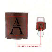 Personalized Leather Cup Sleeve + Bottle Opener Set, Fashionable Customized Cup Sleeve, Protects Your Cup, High-Quality Leather Material, Multiple Color Options, Customized Letter - Multicolor - View 8