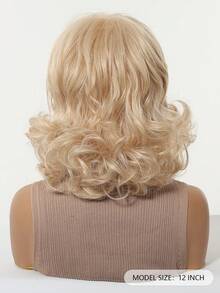12英寸金色短卷发假发，带刘海，复古甜美风格，自然合成假发，适合女性日常、派对、婚礼和其他场合。 - 金色 - 查看 3