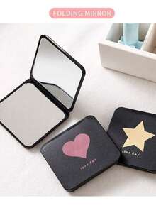 Compact Black Folding Mirror With Assorted Designs - Portable Travel Mirror For Home Decor, Living Room, Bedroom, Bathroom - Perfect For Weddings, Parties, Birthdays, Makeup & Touch-Ups,Cheap,Valentine's Day,Cheap Items,Travel,Travel Essential,Room Decor,Valentine's Gift,Cheap Stuff,Room,1 Dollar Items,Vacation Essentials,Gifts For Women,Bedroom,Valentine,99 Cent - Black - View 11