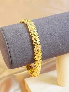 24K镀金铜阿拉伯风格心形手链，女士休闲配饰，感恩节礼物 - 金黃色 - 查看 9