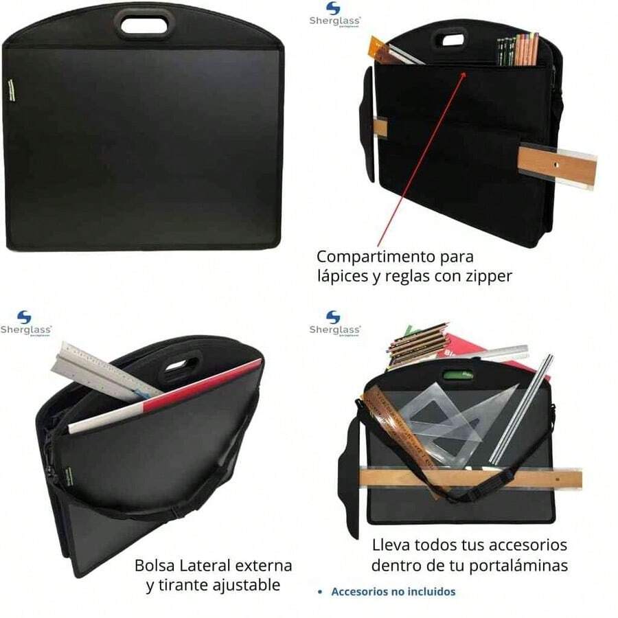 PORTAFOLIOS DE ARTE PORTALMINAS PROFESIONAL PARA DIBUJO TCNICO (Negro/Negro, 60x45x9) - negro1 / negro1+60x45x9 - Ver 1
