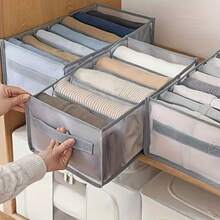 2pcs Transparent 7-Grid Fabric Drawer Organizer With Handle – Washable Nylon Storage Box For Jeans, T-Shirts, And Clothes – Foldable Closet Divider For Efficient Wardrobe Organization, Foldable Organizer | Transparent Design | Lightweight Organizer, Clothes Organizer Storage - 大號7格帶手提帶 - 查看 4