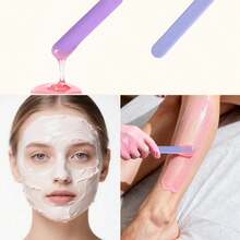 Clofiak 4PCS Silicone Wax Stick, Reusable Non Stick Waxing Applicator, Hair Removal Waxing Spatulas, Popsicle Sticks For Beauty Cosmetics Home Salon Body Use - 紅白色 - 查看 3