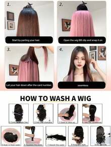 Mehrfarbige Dip-Dye Clip-In Haarverlängerungen, einteiliges gerades Dip-Dye Haarverlängerungen, Ohrclip-Stil Haarverlängerungen für Frauen - Verschiedenfarbig - Übersicht 8