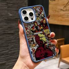 Marvel Patterned Phone Case, Iron Man, , Hulk, Thor, Hawkeye, Black Widow, Thanos, Avengers. Compatible With IPhone 17 ProMax, 17Pro, 17Air, 16, 15, 14, 13, And 12 Pro Models, With Shockproof Protection. A Unique Gift For Marvel Fans, Friends, Birthdays, Holidays, And Special Occasions. Great Gift Option For Anyone Who Loves Superheroes. - 藍色 - 查看 2