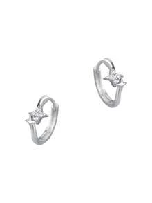 1 Pair Fashion 925 Sterling Silver Zirconia Star Ear Buckle Advanced Sparkling Design For Women Girls Jewelry Gifts