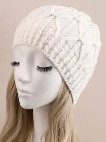 1pc Unisex Single Layer Cable Knit Beanie Hat, Warm & Fashionable Ear Protection, Suitable For Daily Outings, Skiing, Autumn/Winter