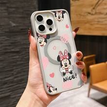 Disney Patterned Phone Case. Mickey Mouse, Stitch, Donald Duck, Minnie Mouse, Goofy, Pluto, And Daisy Duck Pattern. Magnetic Phone Case.  Compatible With IPhone 17, 16, 15, 14, 13, 12 Pro Models And Galaxy, Offering Shockproof Protection. A Special Gift For Family, Friends, Birthdays, Holidays, And Special Occasions. A Stylish And Fun Accessory To Brighten Up Your Device With What And What Flair. - Xám - Xem 2