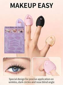 Precision Eye Makeup Set, Includes 4 Synthetic Makeup Brushes (Angled Eyeliner Brush, Fine Eyeliner Brush, Eyebrow Brush, Ultra-Fine Eyeshadow Brush) To Help You Precisely Create Eye And Brow Looks. Also Comes With Reusable 5-In-1 Silicone Makeup Stencil: Eyeliner Template + Eyebrow Template, Even Beginners Can Easily Create Delicate Eye Makeup. Affordable Price, Versatile Functions. Ideal For Daily Makeup, Travel, And A Great Christmas Gift For Makeup Lovers. - Multicolor - View 3