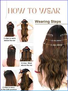 22 Inch 4pcs Black & Brown Clip-In Curly Hair Extensions, Suitable For Women & Girls Daily Use And Party - Multicolor - View 7