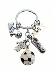 新款时尚A-Z字母金属钥匙扣，男士时尚足球钥匙圈，足球鞋礼物，足球汽车钥匙链，派对饰品 - 彩色 - 查看 33