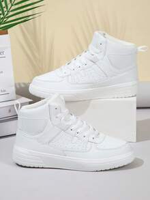2026 New Women's White High-Top Casual  Boots, Work Boots ,Winter Boots,Waterproof Hiking Boots, High-Cut Lace-Up Boots, Outdoor Shoes, Festival Gift, Birthday Gift,Couples,Valentine's Day Gift - 白色 - 查看 3