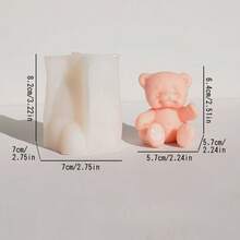 可爱天使熊粉色爪垫硅胶蜡模 - DIY香薰蜡烛及装饰蜡烛工具，情人节、母亲节、圣诞节、生日礼物的完美之选，可重复使用，易于脱模 - 坐立招手小熊模具 - 查看 7