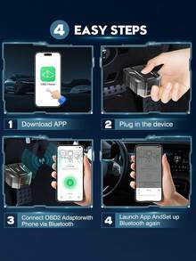 Herramienta de diagnóstico inalámbrica Bluetooth OBD2 compatible con iOS y Android, prueba de rendimiento, Bluetooth 5.4/4.0, lectura y borrado de códigos de falla del vehículo, datos en tiempo real, aplicación dedicada - A - Ver 5