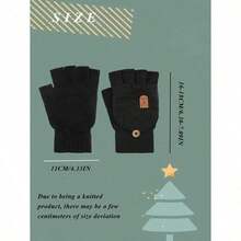 1 Pair Of Comfortable Thick Knitted Spring Gloves Spring Fingerless Gloves For Men Women - Mittens Finger Wool Gloves With Flip Touch Screen Compatible Soft And Breathable - Hand Washable Unisex Accessories Spring Gloves - A - Xem 3
