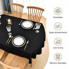 [Free Shipping]Oval Tablecloth 60x102 Inch Polyester Fabric Table Cloth Solid Black Heavy Duty Table Cover Washable For Dinning Kitchen Home Party - Black102inchx60inchOval - View 6