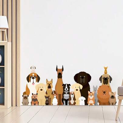 1 st. Söta väggklistermärken med familjeporträtt av katt och hund, självhäftande klistermärken, heminredning, rumsdekoration, bakgrundsdekoration, vardagsrums- och sovrumsdekoration, vattentätt PVC-material, avtagbart, inget lim kvar