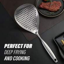 KAYCROWN Skimmer Slotted Spoon 304 Stainless Steel Skimmer Ladle Spoon Spider Strainer For Cooking And Frying Pasta Strainer Spoon Frying Kitchen Cooking Colander - Silver - View 6