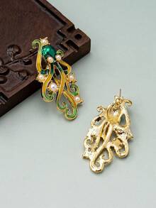 1对章鱼造型吊坠耳环，精致珐琅双色个性化耳环，适合街头风、派对、高端风格 - 彩色的 - 查看 5