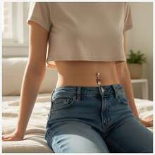 6 chiếc khuyên rốn giả, khuyên rốn giả không cần xỏ lỗ dành cho nữ - Bạc - Xem 3