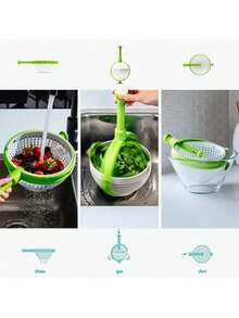 1pc Multi-Function Vegetable & Fruit Washing Machine, Salad Spinner Dryer, Home Kitchen Fruit & Vegetable Draining Basket - Multicolor - View 6