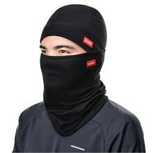 boodun 1件装冬季保暖骑行脖套，抓绒面料，弹性设计，用途广泛，黑灰色，男女通用，适合跑步、骑行、徒步、运动等场合。 - 黑色 - 查看 2