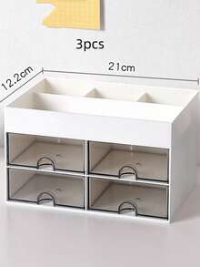 双抽屉桌面收纳盒，多功能桌面笔筒，五格桌面整理盒，办公桌面收纳盒