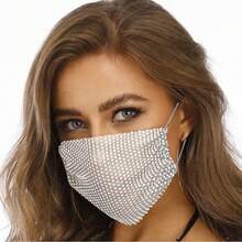 时尚透气防尘口罩，彩色亮片个性化口罩，适合日常佩戴，防尘防风，也适合圣诞节和万圣节装扮，女士冬季服装